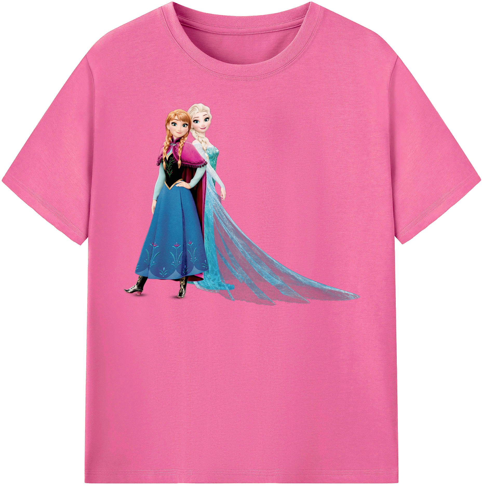 （画像用） アナと雪の女王 アンナ エルサ Frozen Anna Elsa レディースカジュアルプリントTシャツ（綿100％）